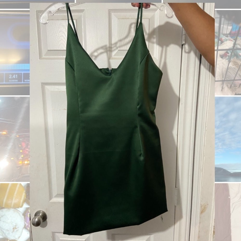 Emerald green silk dress